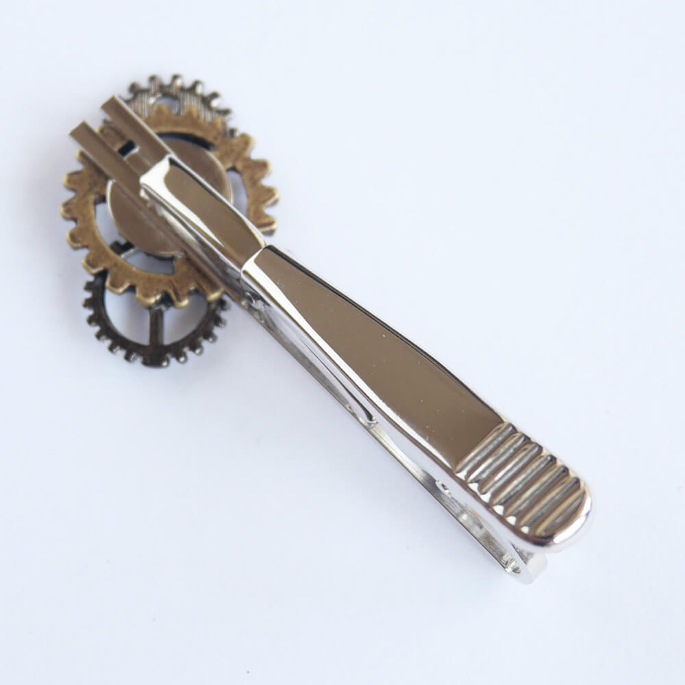 【steampunk】Steampunk Gear Tie Clip with Chain