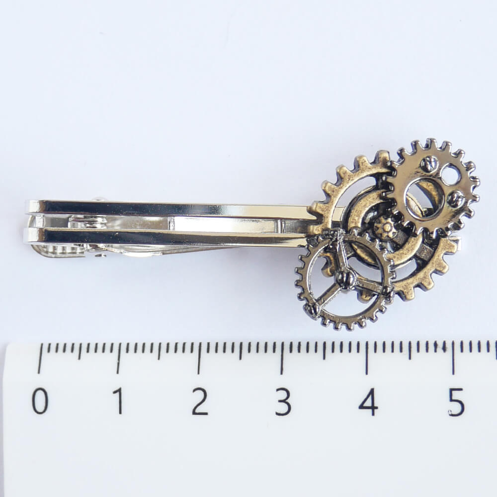 【steampunk】Steampunk Gear Tie Clip with Chain