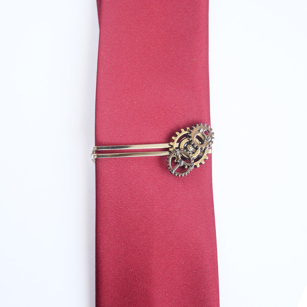 【steampunk】Steampunk Gear Tie Clip with Chain
