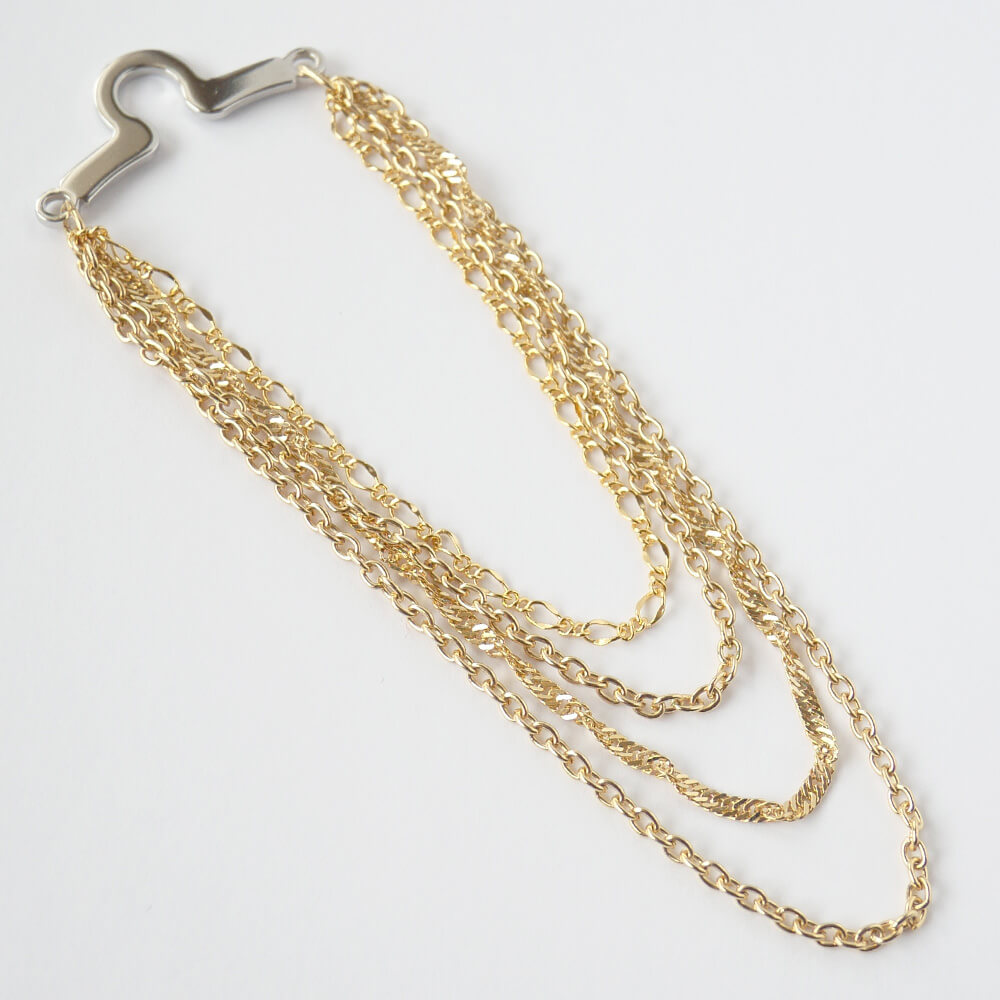 Tie Chain for Men, 4-Strand Mixed Chain, Drape, Tie Pin Style Accessory for Formal Wear, Suits, Weddings, Parties