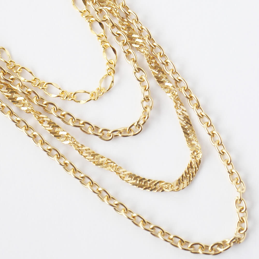 Tie Chain for Men, 4-Strand Mixed Chain, Drape, Tie Pin Style Accessory for Formal Wear, Suits, Weddings, Parties