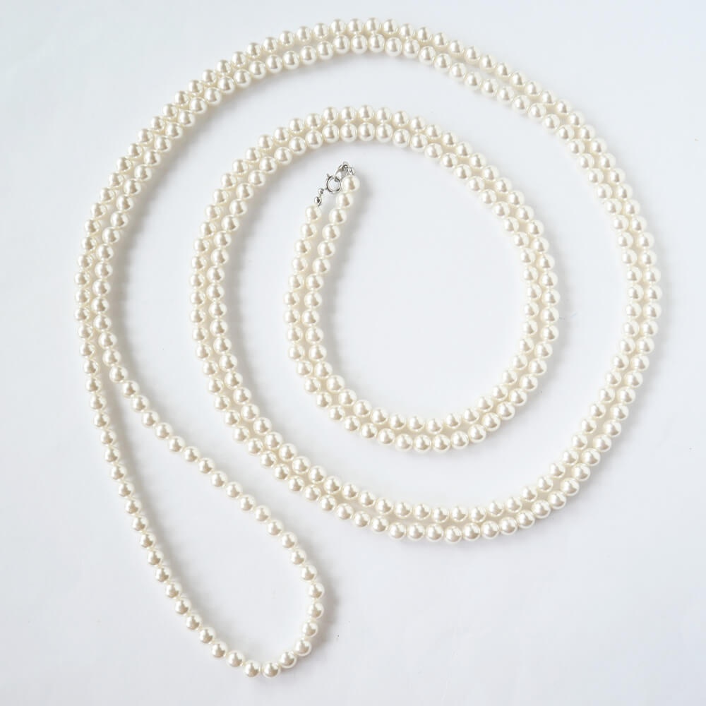 ロングパールネックレス 7ミリ 230cm 3連アレンジ ゴシック ロリータ パンク