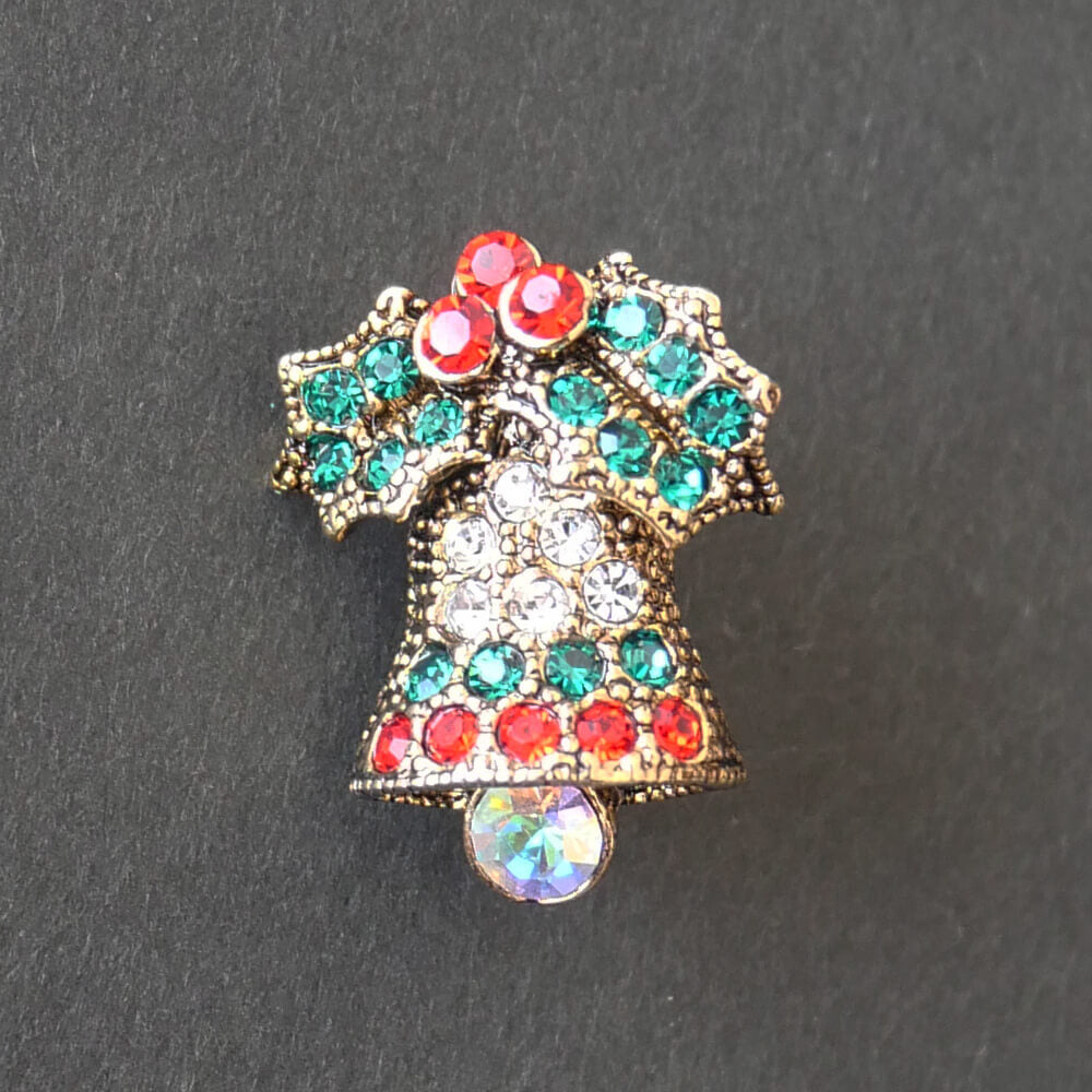 【クリスマス】ヒイラギ ベル ミニ ブローチ