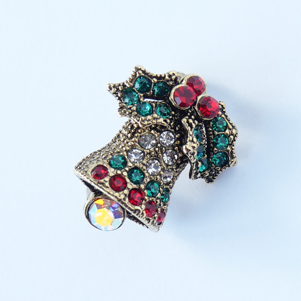 【クリスマス】ヒイラギ ベル ミニ ブローチ