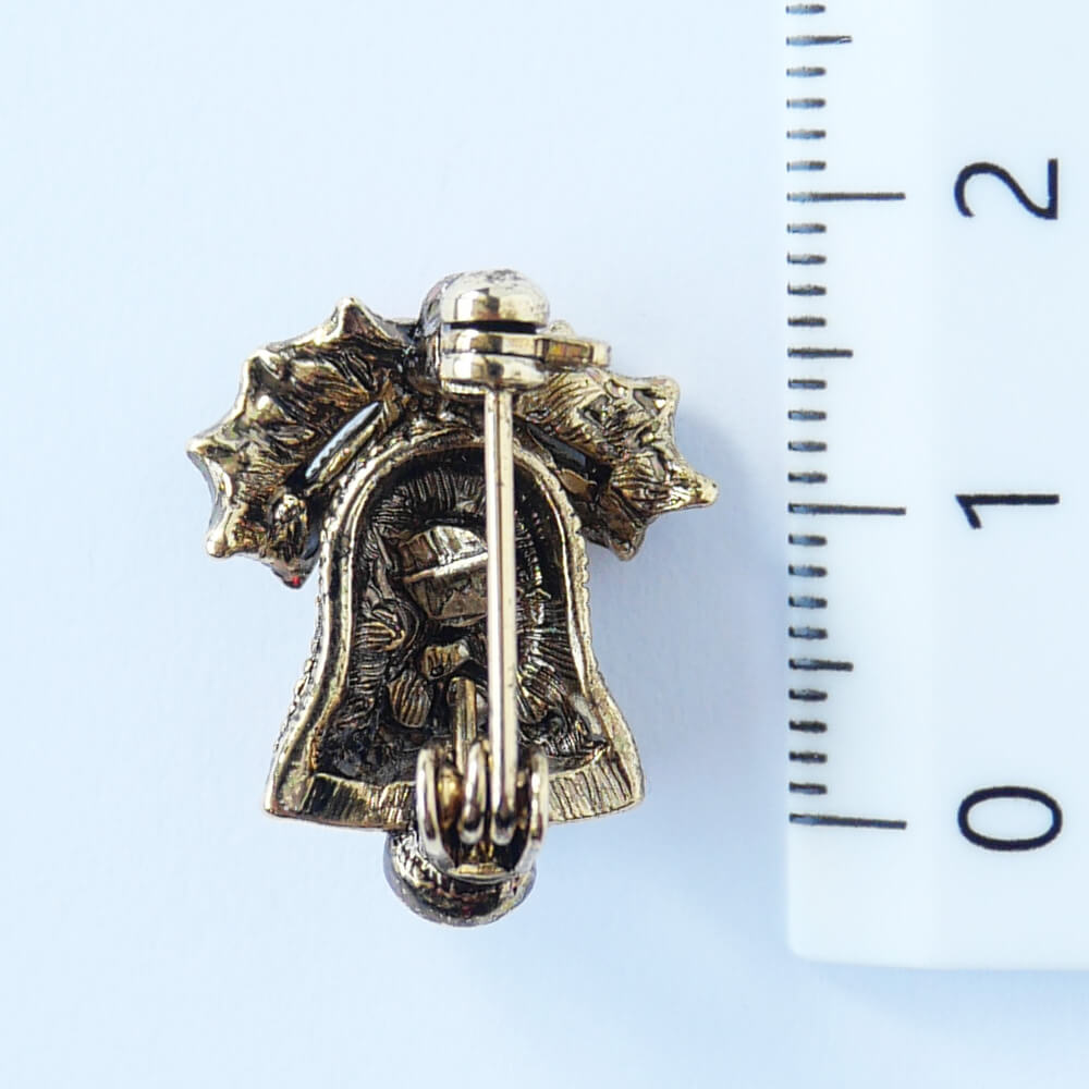 【クリスマス】ヒイラギ ベル ミニ ブローチ