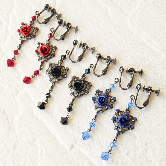 ゴスロリ 薔薇 ゴスハート イヤリング お揃い