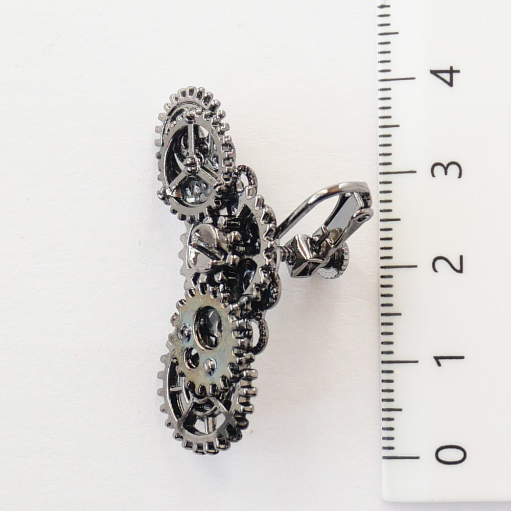 【steampunk】歯車 ギア スチームパンク イヤリング ガンメタ (片耳タイプ)