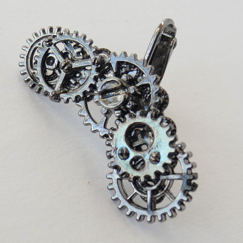 【steampunk】歯車 ギア スチームパンク イヤリング ガンメタ (片耳タイプ)
