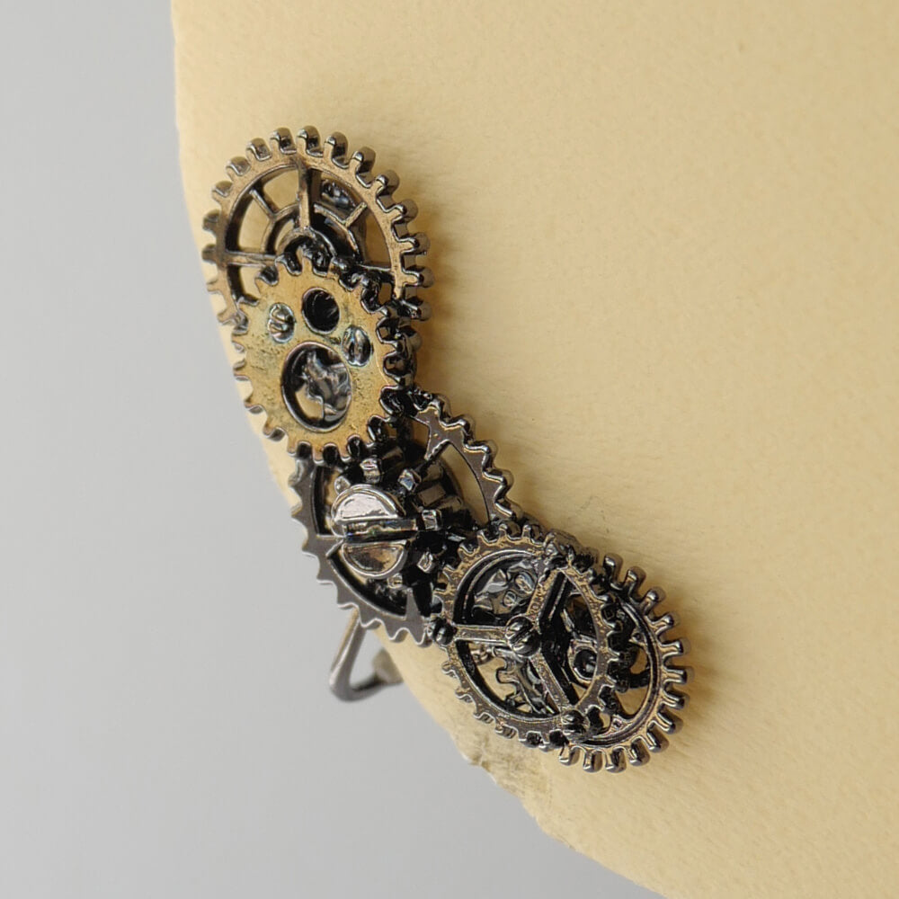 【steampunk】歯車 ギア スチームパンク イヤリング ガンメタ (片耳タイプ)