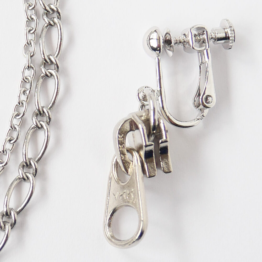 イヤーカフ チェーン ファスナー イヤリング シルバーカラー 片耳タイプ