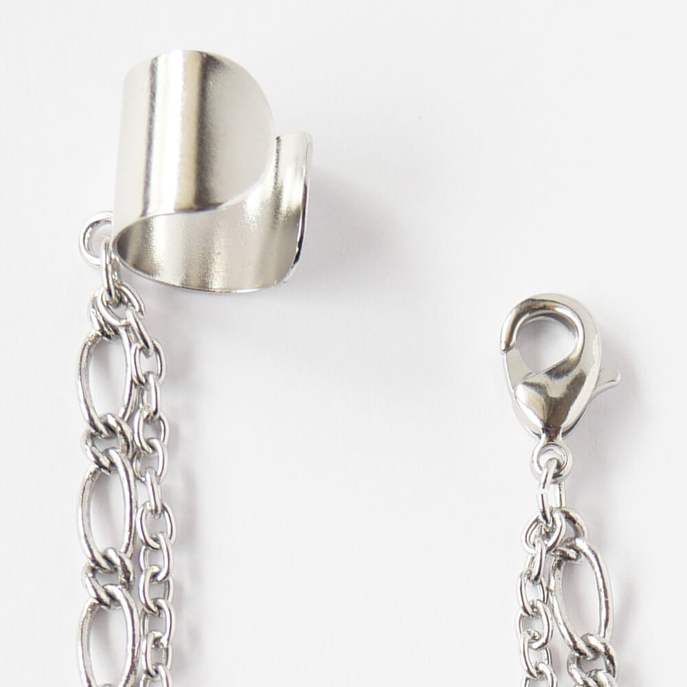 イヤーカフ チェーン ファスナー イヤリング シルバーカラー 片耳タイプ