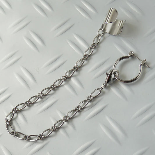 イヤーカフ チェーン リング ピアス シルバー ゴシック パンク 片耳用 メンズ レディース ロック アクセサリー