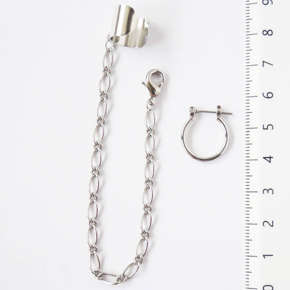 イヤーカフ チェーン リング ピアス シルバー ゴシック パンク 片耳用 メンズ レディース ロック アクセサリー