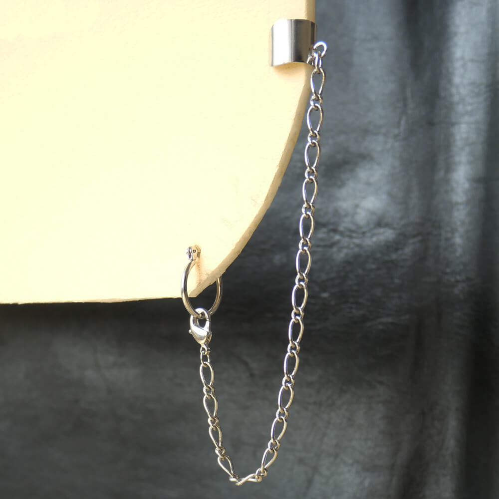 イヤーカフ チェーン リング ピアス シルバー ゴシック パンク 片耳用 メンズ レディース ロック アクセサリー