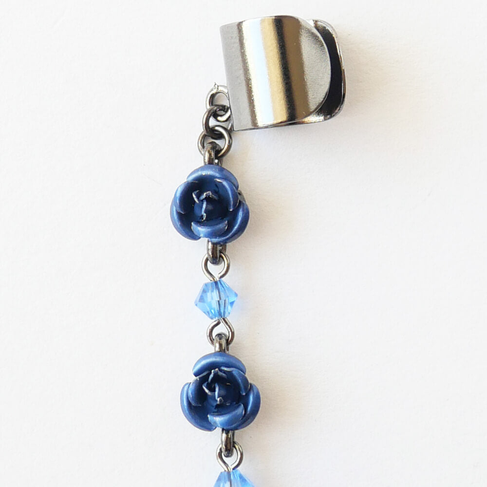 十字架 薔薇 クリスタル イヤーカフ（片耳タイプ）