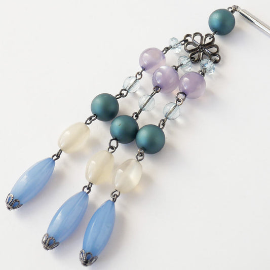 合成キャッツアイ 玉かんざし ブルー パープル