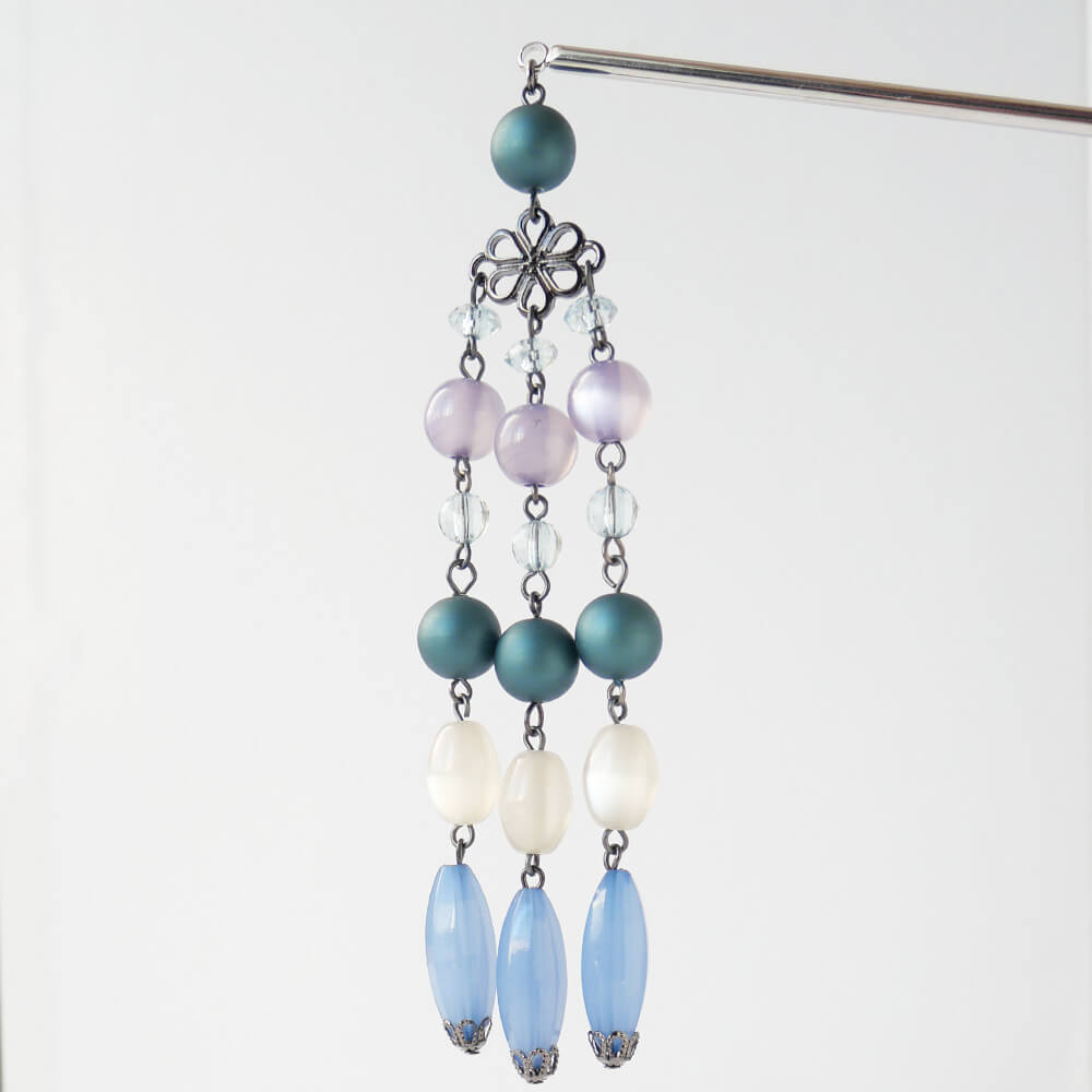 合成キャッツアイ 玉かんざし ブルー パープル