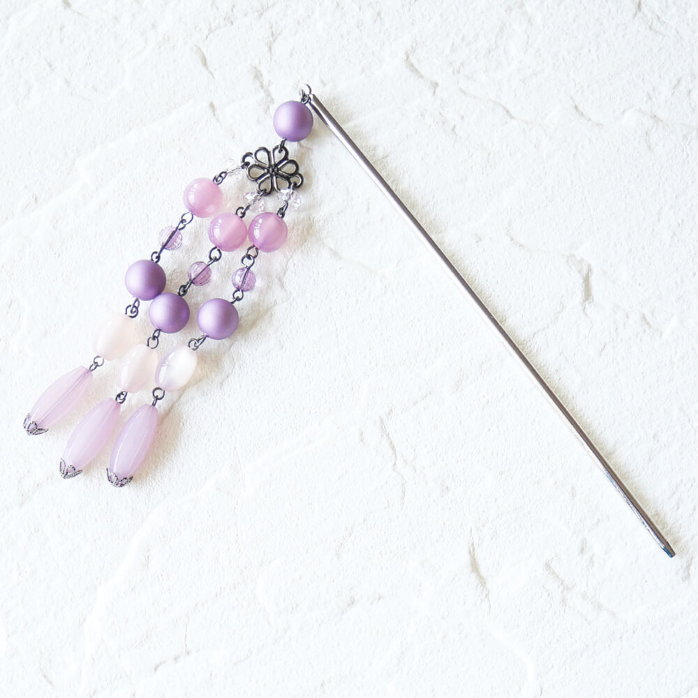 合成キャッツアイ 玉かんざし ブルー パープル