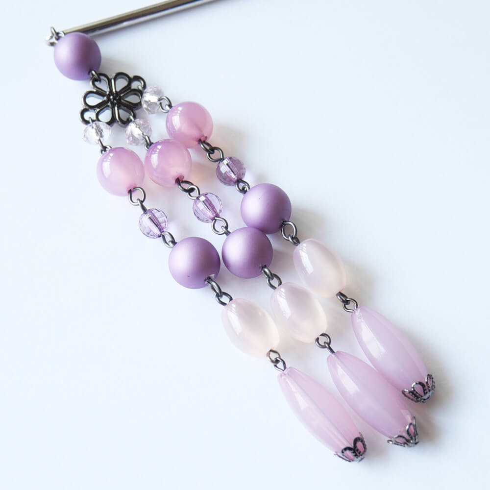 合成キャッツアイ 玉かんざし ブルー パープル