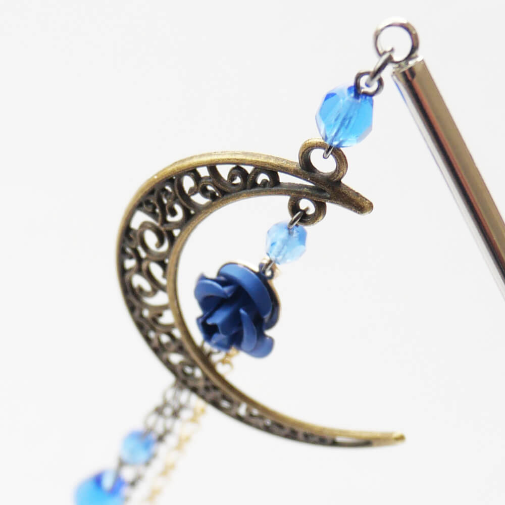 和 かんざし 青 薔薇 三日月 1本 | 簪 シンプル | ティアーズヘブン