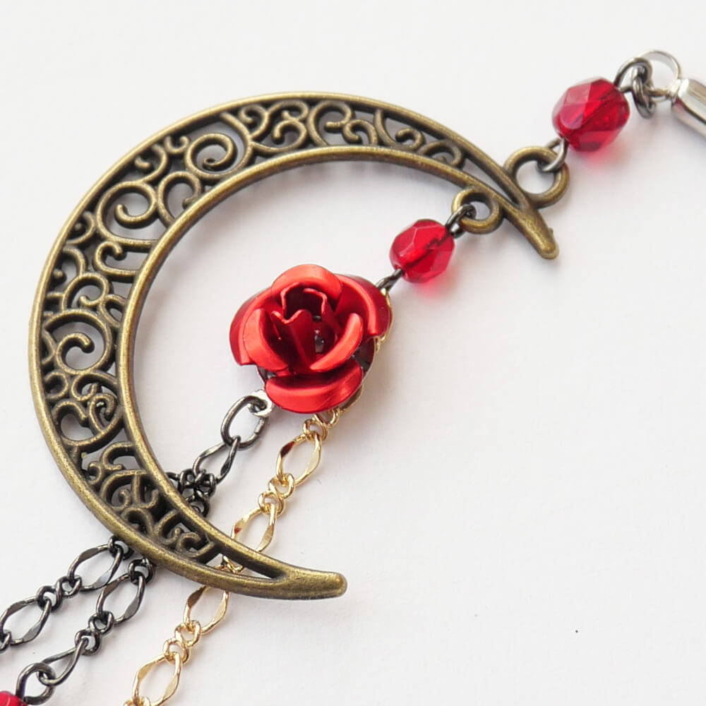 和 カンザシ 簪 赤 薔薇 三日月 かんざし 1本 シンプル