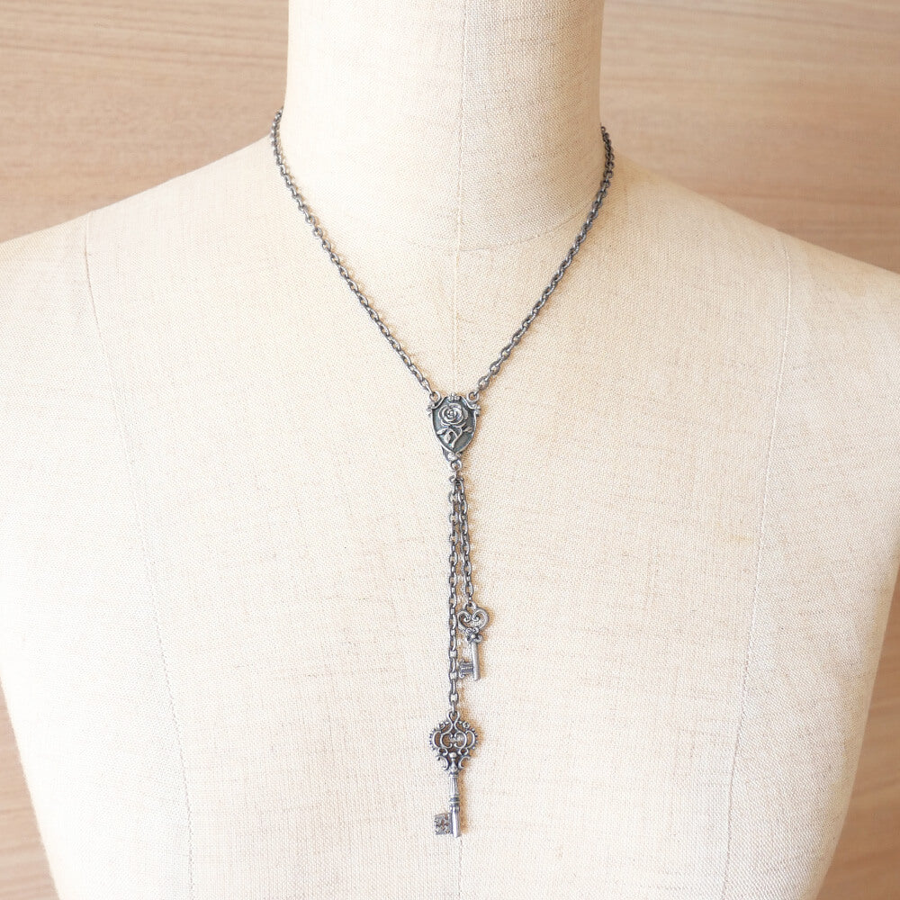 鍵 ダブル キー ロザリオ ネックレス ショートタイプ