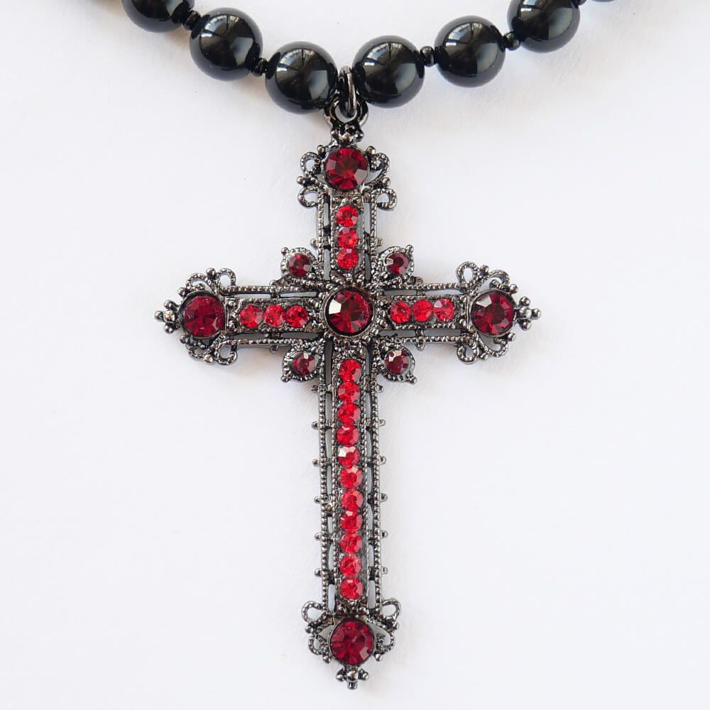 十字架 ブラック ボール ネックレス