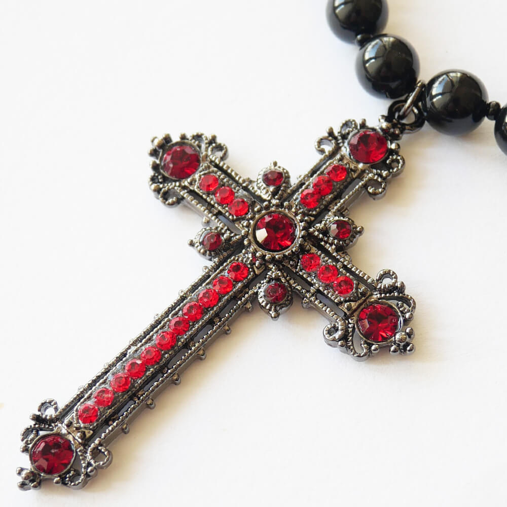 十字架 ブラック ボール ネックレス