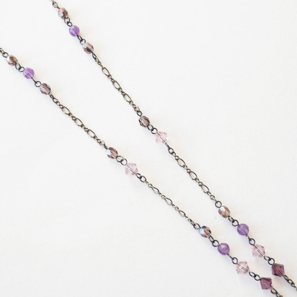 パワーストーン アメジスト 天然石 クロス ロザリオ ネックレス