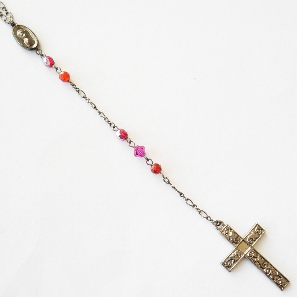 パワーストーン メノウ 天然石 クロス ロザリオ ネックレス