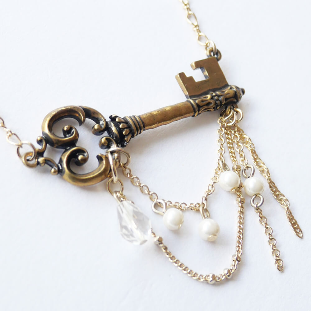 アンティーク鍵ネックレス ゴールド クラシカルロリータ 上品 日本製
