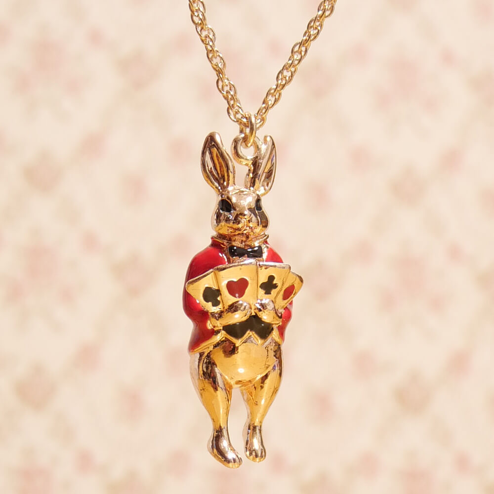 Alice in Wonderland Rabbit Trump Pendant Necklace Lolita Accessory