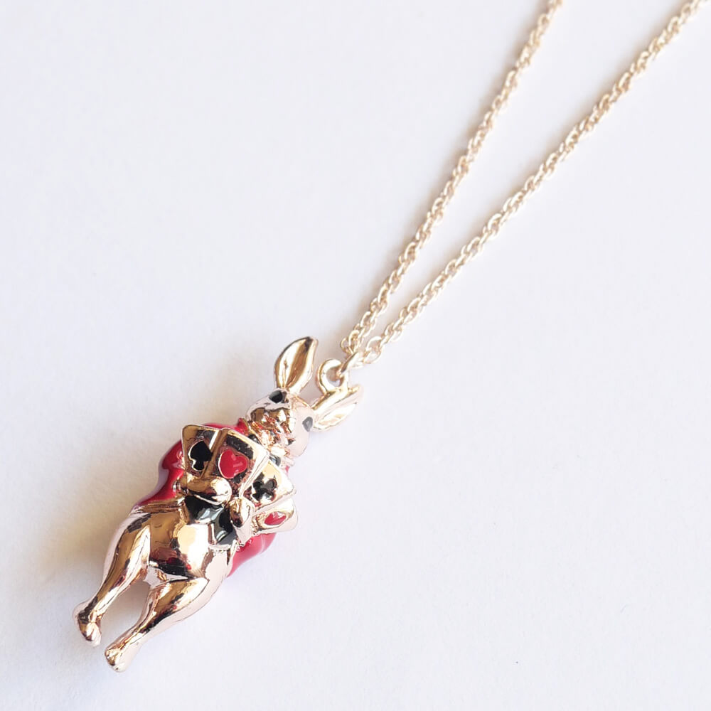 Alice in Wonderland Rabbit Trump Pendant Necklace Lolita Accessory