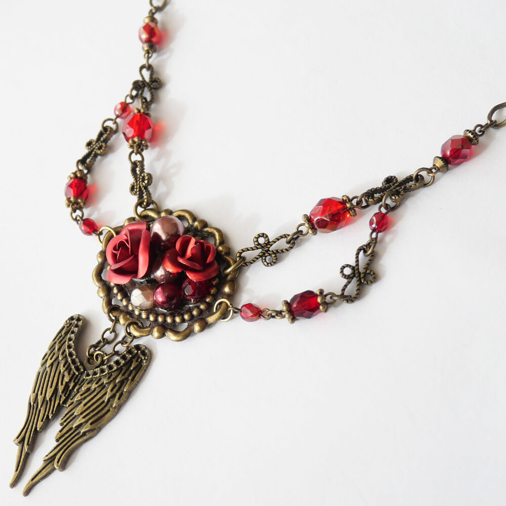 赤薔薇 天使羽根 ゴシック ローズ ウイング ネックレス