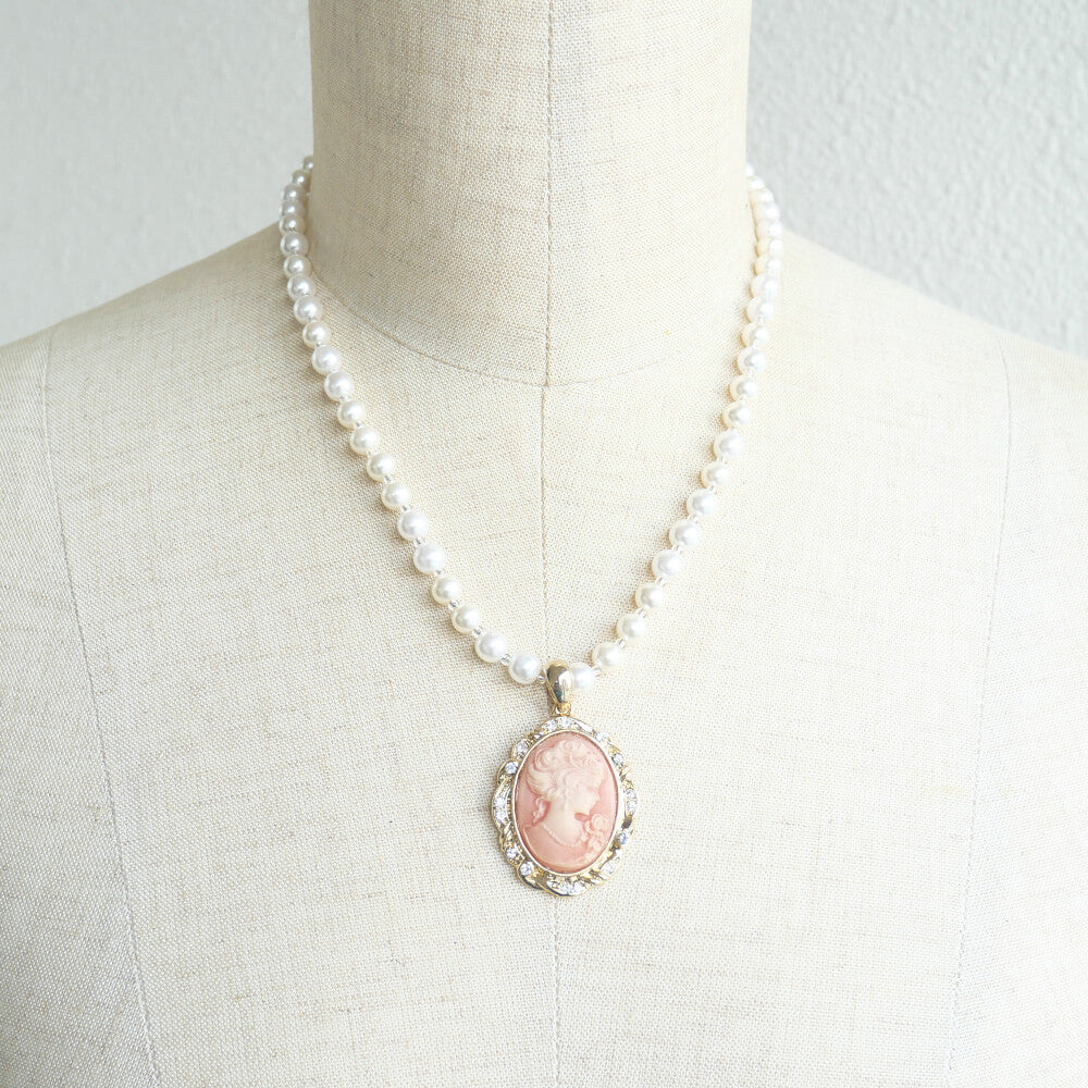 カメオ ネックレス ホワイト パール