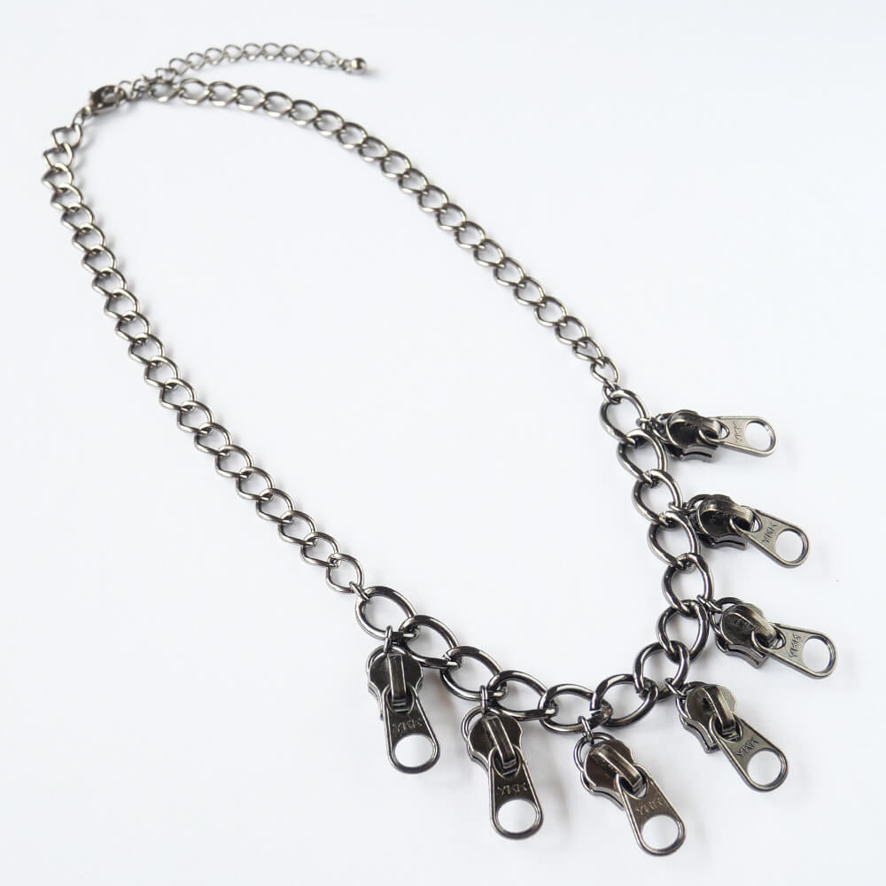 Punk Rock Zipper Metal Chain Necklace