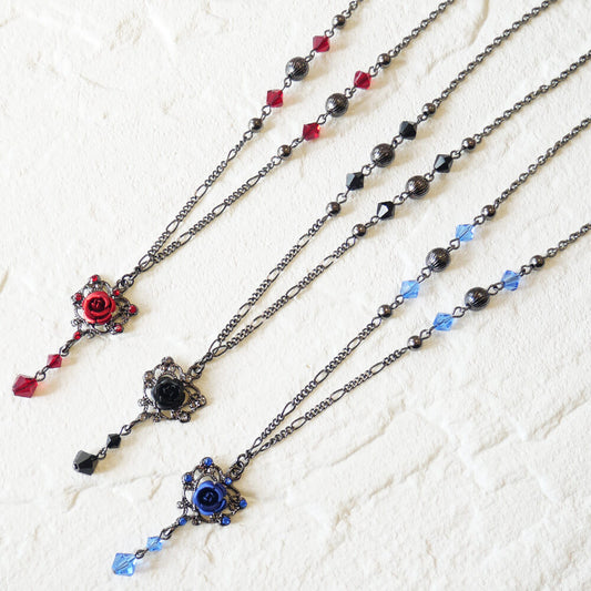 ガンメタ 薔薇 ゴスハート ネックレス ゴスロリ レディース