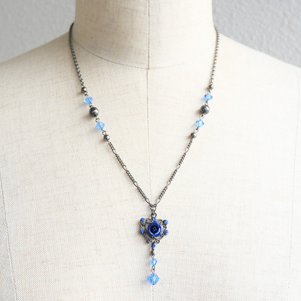 ガンメタ 薔薇 ゴスハート ネックレス ゴスロリ レディース