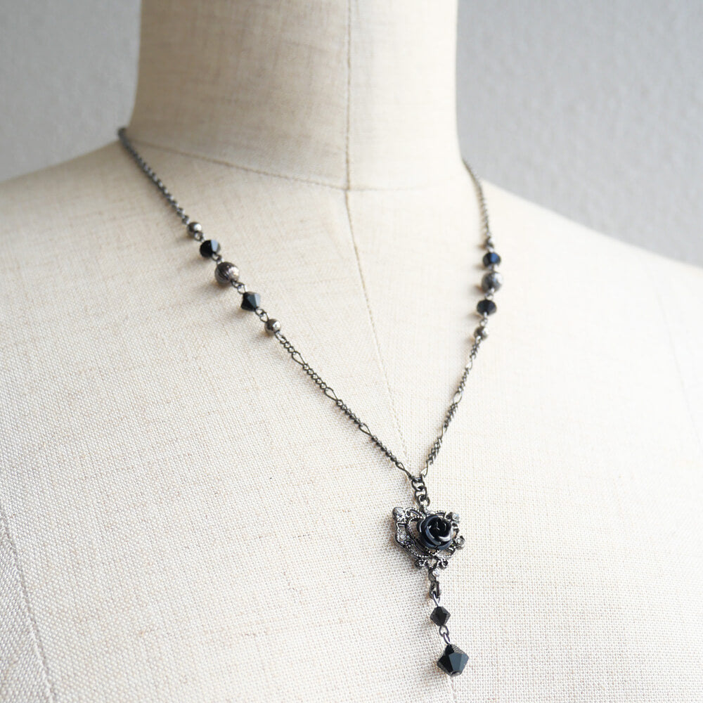ガンメタ 薔薇 ゴスハート ネックレス ゴスロリ レディース