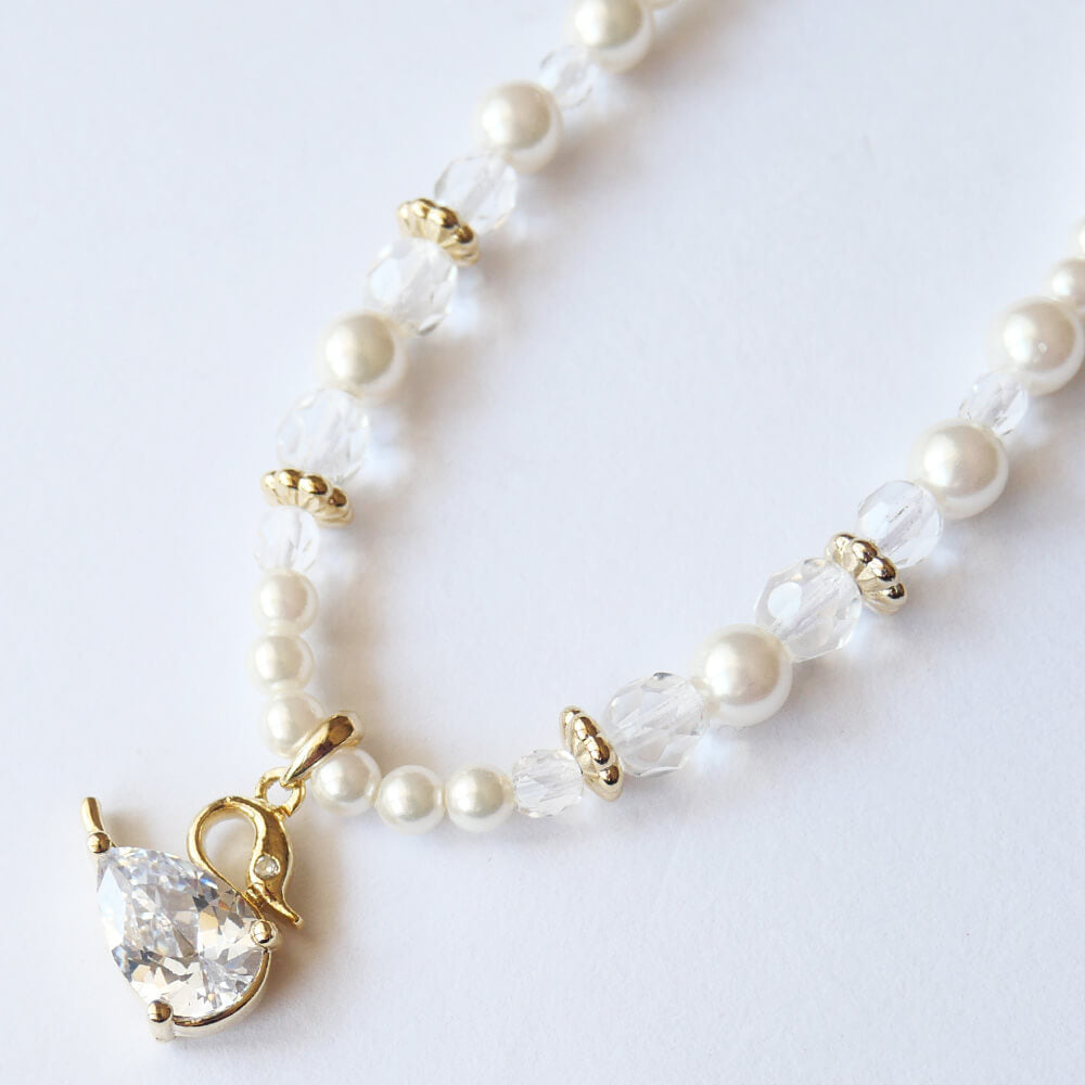 ネックレス ロリータ 白鳥 スワン パール エレガンス レディース 甘ロリ 姫系 ゴスロリ 可愛い ペンダント