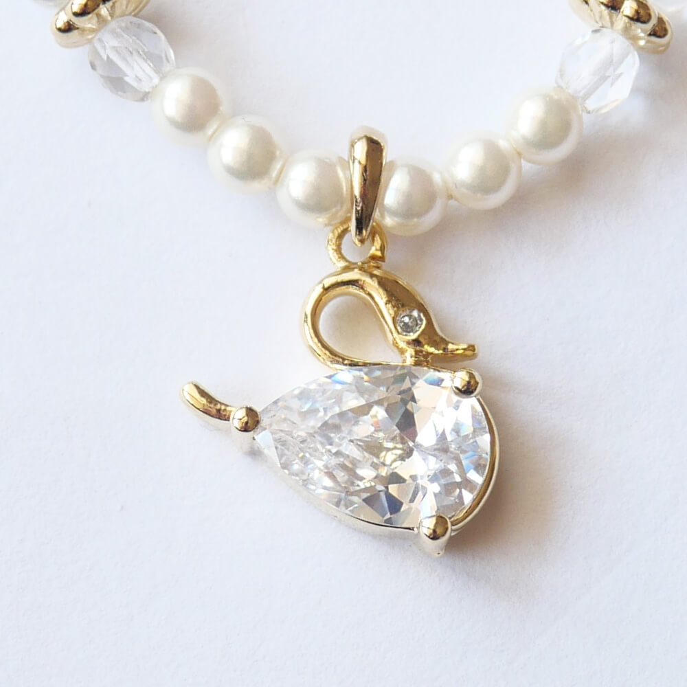 ネックレス ロリータ 白鳥 スワン パール エレガンス レディース 甘ロリ 姫系 ゴスロリ 可愛い ペンダント