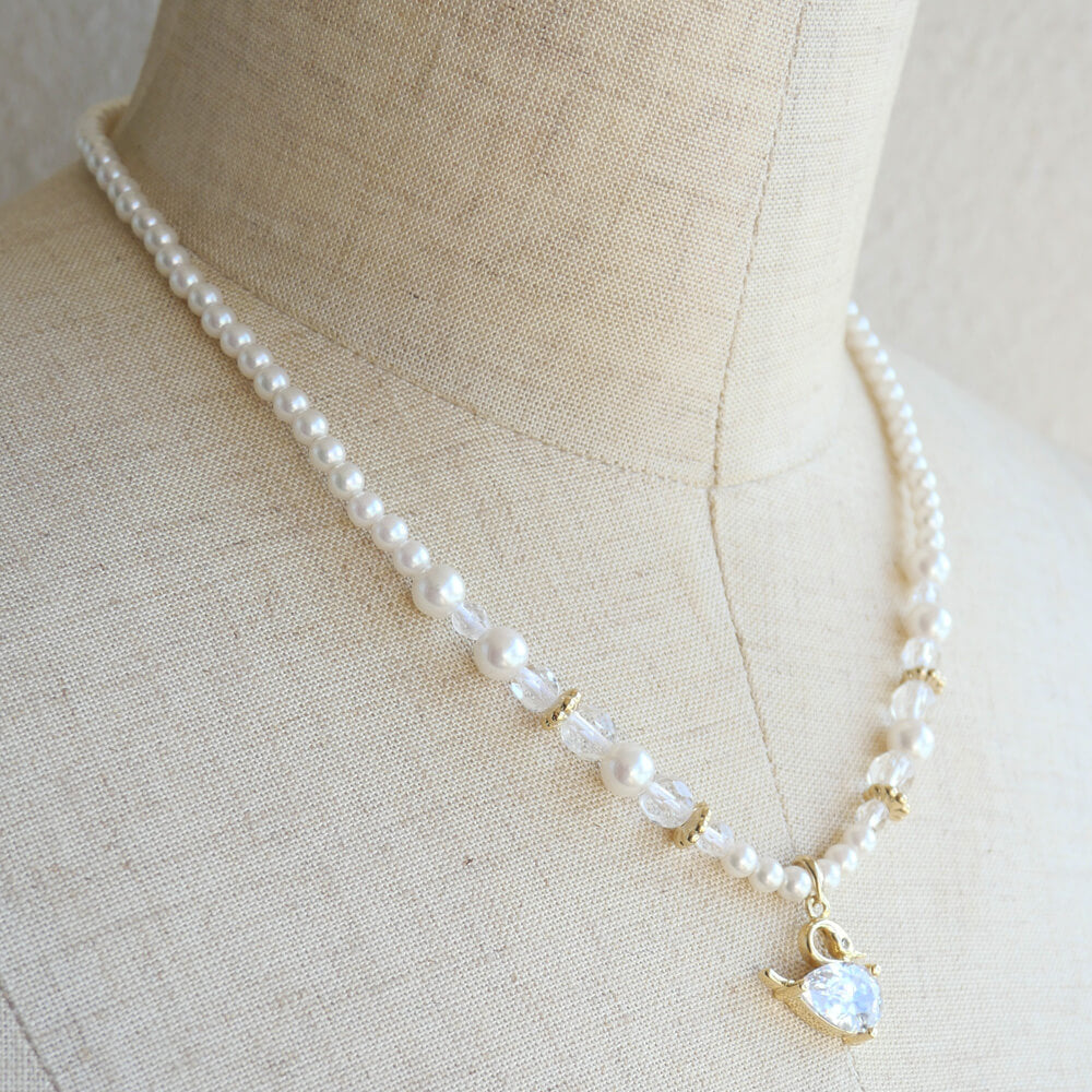 ネックレス ロリータ 白鳥 スワン パール エレガンス レディース 甘ロリ 姫系 ゴスロリ 可愛い ペンダント