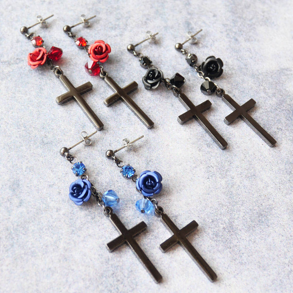 tearsheaven ティアーズヘブン 薔薇＆十字架ピアス ローズ クロス