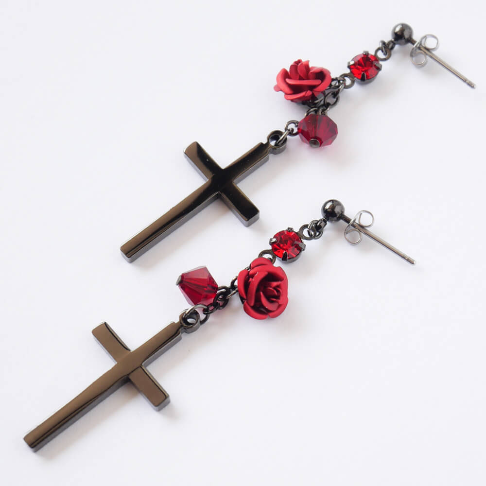 tearsheaven ティアーズヘブン 薔薇＆十字架ピアス ローズ クロス