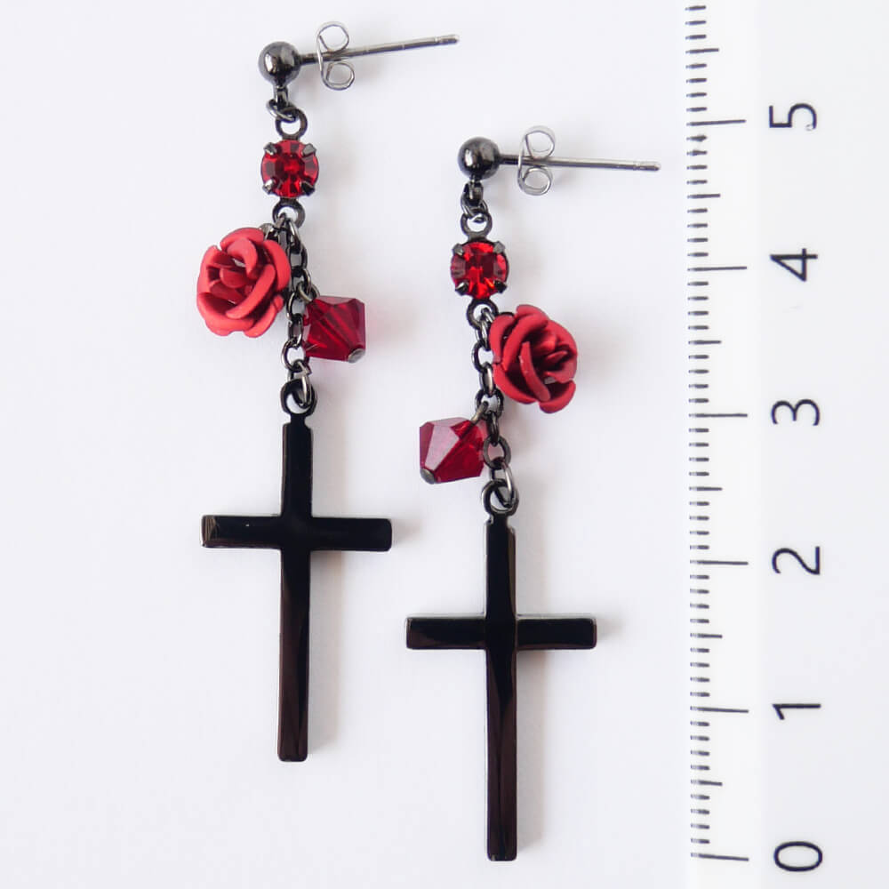 tearsheaven ティアーズヘブン 薔薇＆十字架ピアス ローズ クロス