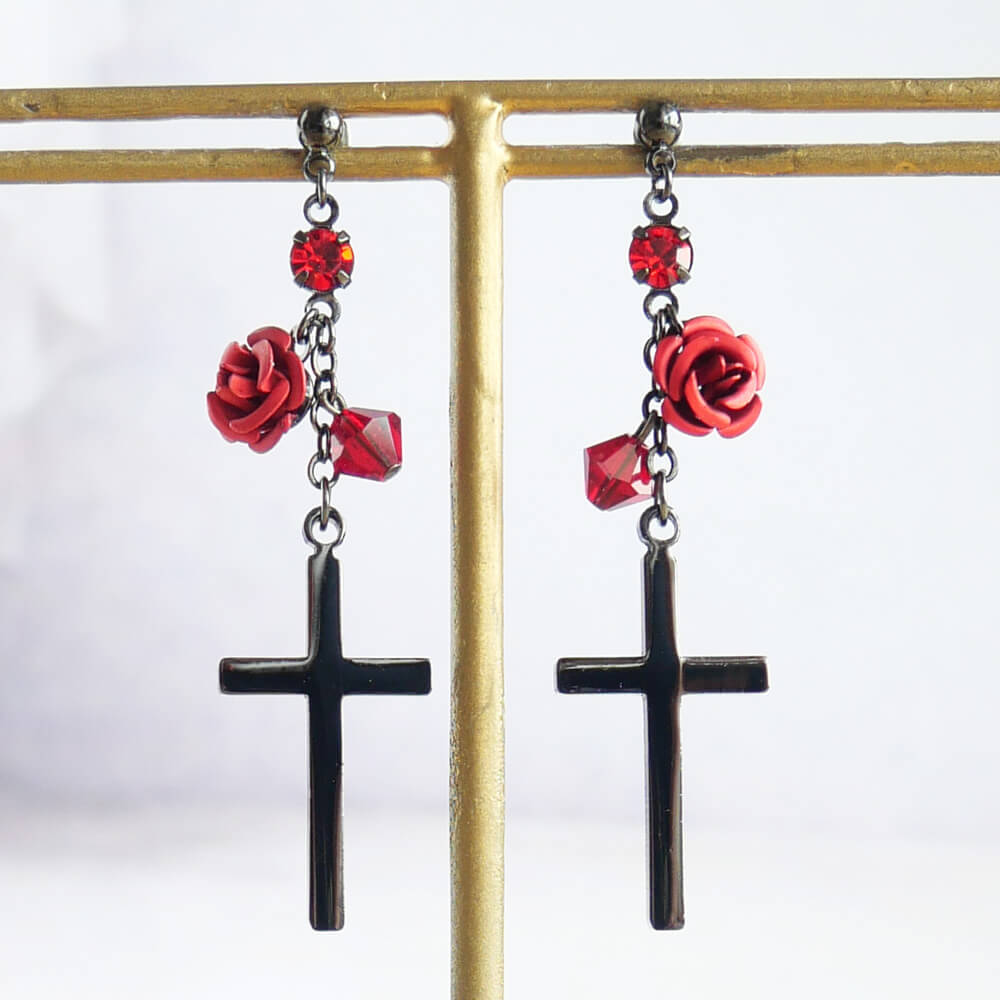 tearsheaven ティアーズヘブン 薔薇＆十字架ピアス ローズ クロス