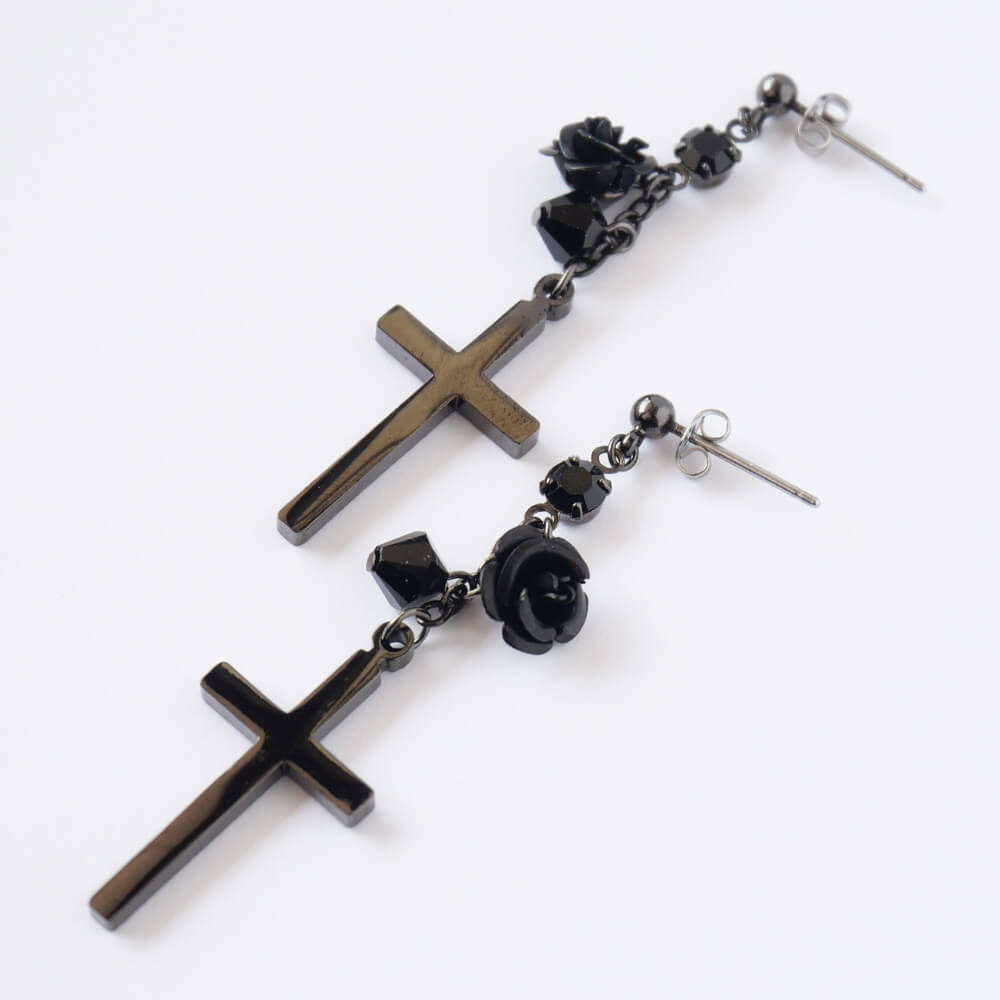 tearsheaven ティアーズヘブン 薔薇＆十字架ピアス ローズ クロス