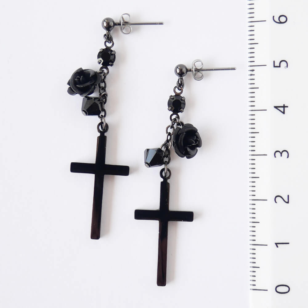 tearsheaven ティアーズヘブン 薔薇＆十字架ピアス ローズ クロス