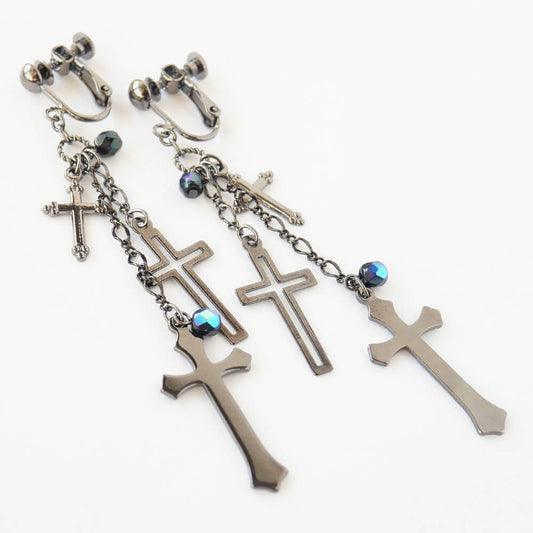 ゴシック十字架　ゴスクロス イヤリング