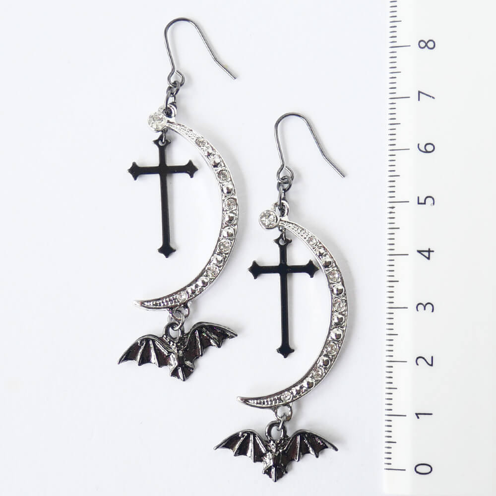 [Bats on a Moonlit Night] Halloween Pierced Earrings